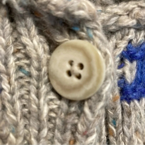 SEGRETS SUN PRINTS Sz L Wool Cotton Blend Hand Knitted Drop Shoulder Cardigan - Picture 13 of 13